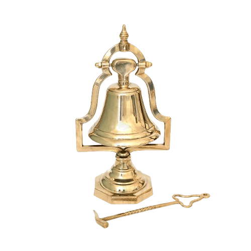 BRASS PLAIN BIG TABLE BELL WITH HAMMER (POLISH)